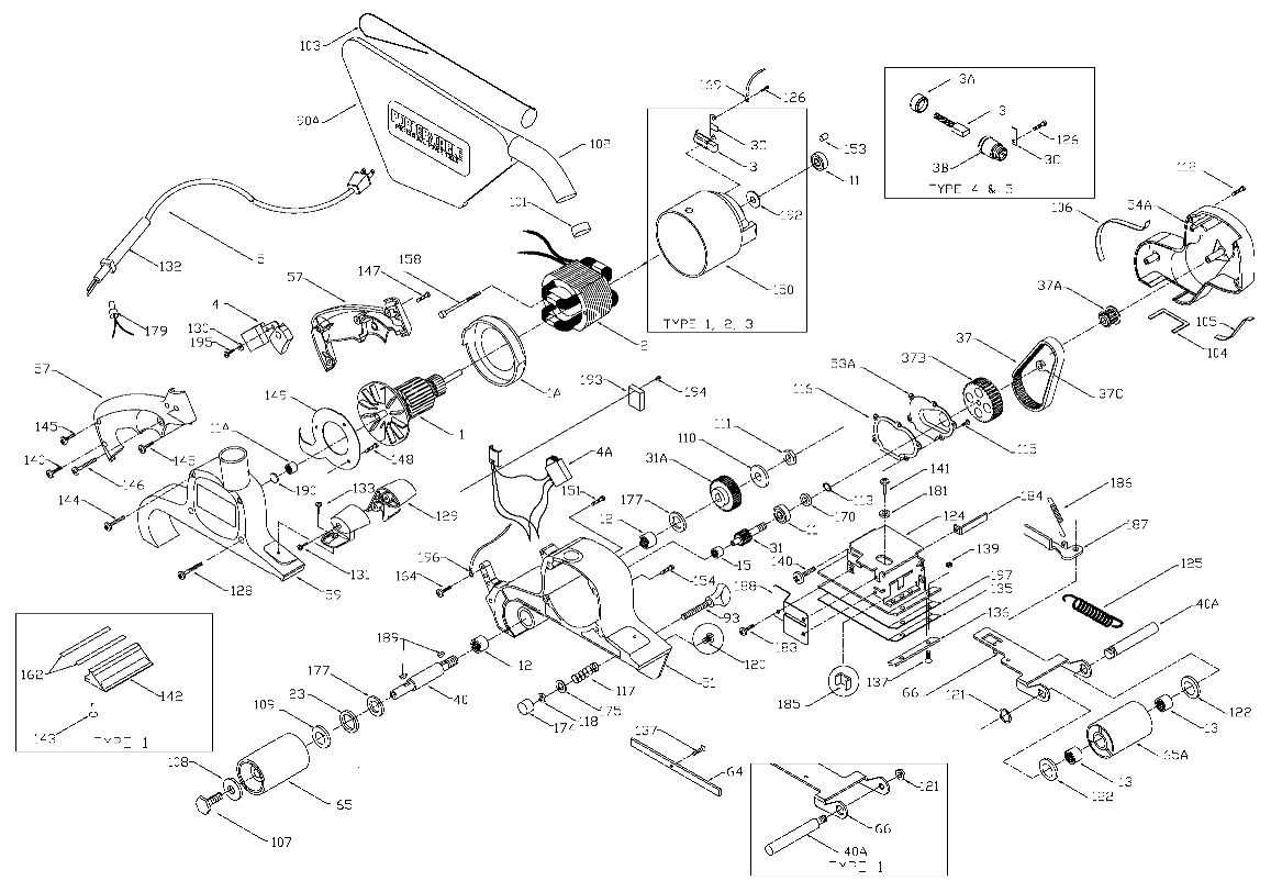 Default Diagram and Parts List for J-351 Type 2 Porter Cable Sander Polisher